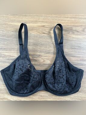 Chantelle Group Womens Norah Bra 13F1 Black 32DD Underwire Lace Smoothing